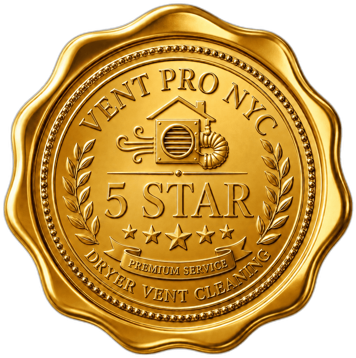 Vent Pro NYC 5-star premium dryer vent cleaning seal