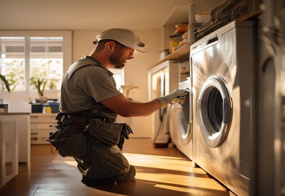 A Vent Pro NYC technician cleaning a home dryer vent line